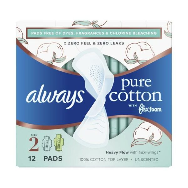Always Pure Cotton With Flexfoam 12 Pads