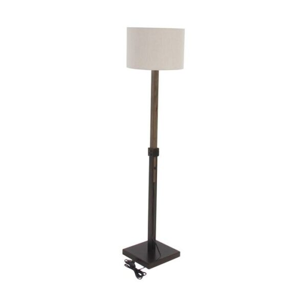 Metal wood adjustable floor lamp 62"H