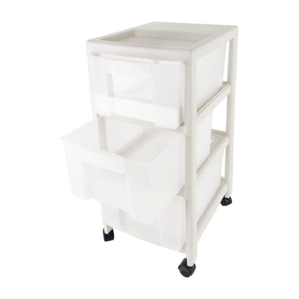 Plastic Drawer 3 Tier 41x35x73 Cm With Wheels