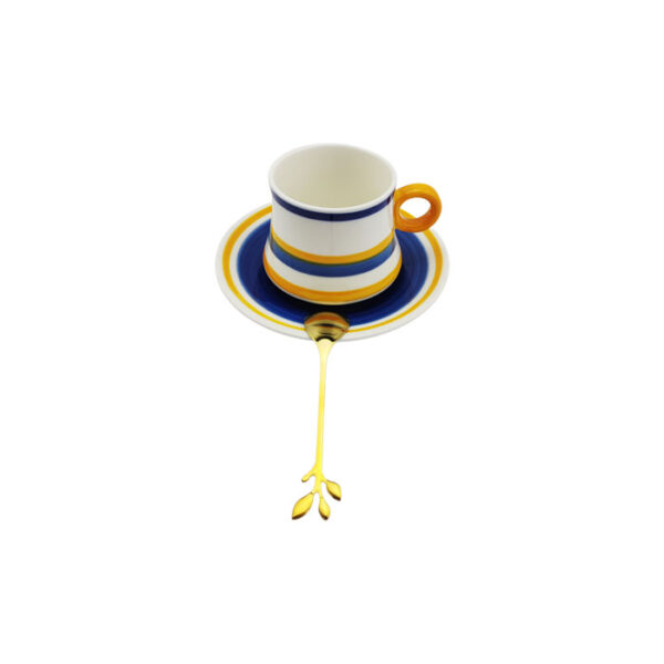 Coffee Cup & Saucer With Gold Spoon