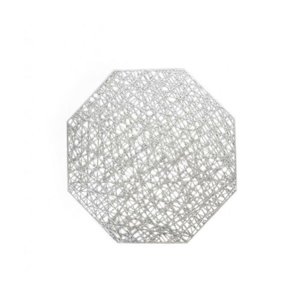 Octagon Pressed Vinyl Placemat Silver