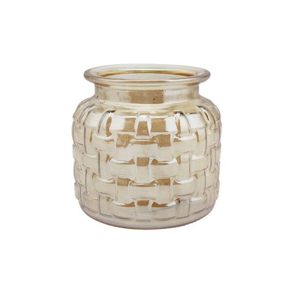 Glass Vase With Wide Mouth Woven Design 11 Cm