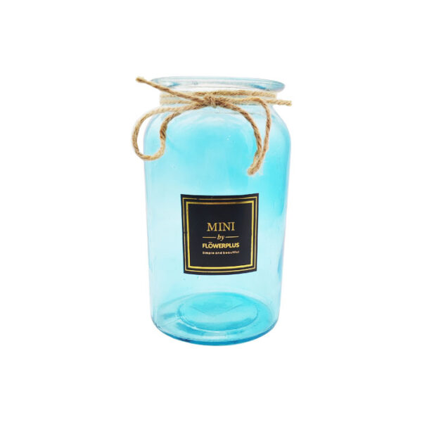 Glass Vase Jar Blue 18 Cm