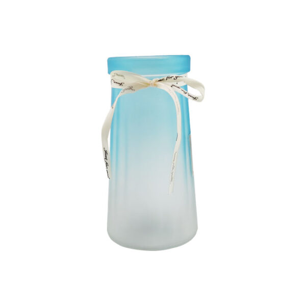 Glass Vase Striped Blue 19 Cm