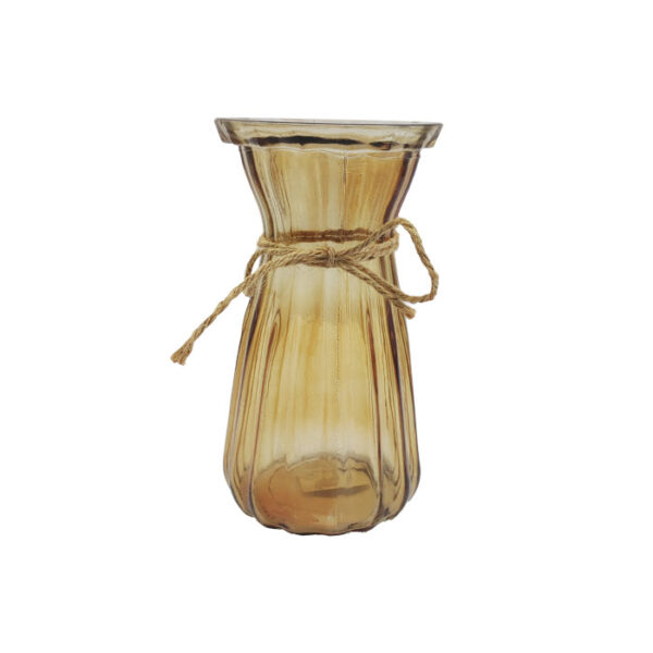 Glass Vase Striped Grace Yellow 20 Cm