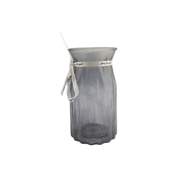 Glass Vase Striped Grey 20 Cm