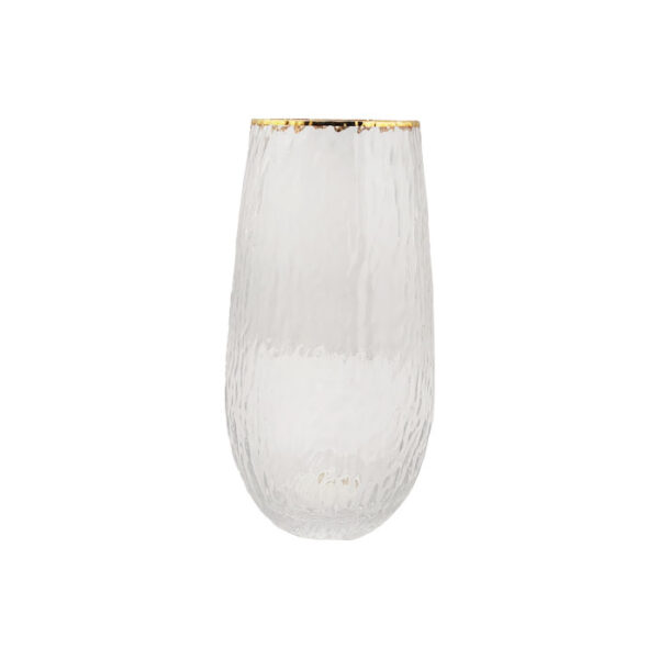 Glass Vase Striped With Mouth Gold 22 Cm