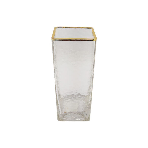 Glass Vase Vintage  Clear With Gold 20 Cm
