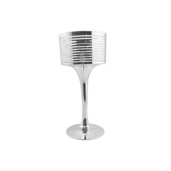 Glass Vase With Footed Silver 33 Cm