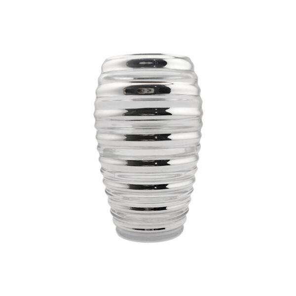 Glass Vase Round Circular Silver 20 Cm