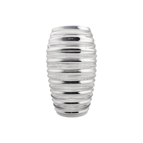 Glass Vase Round Circular Silver 28 Cm