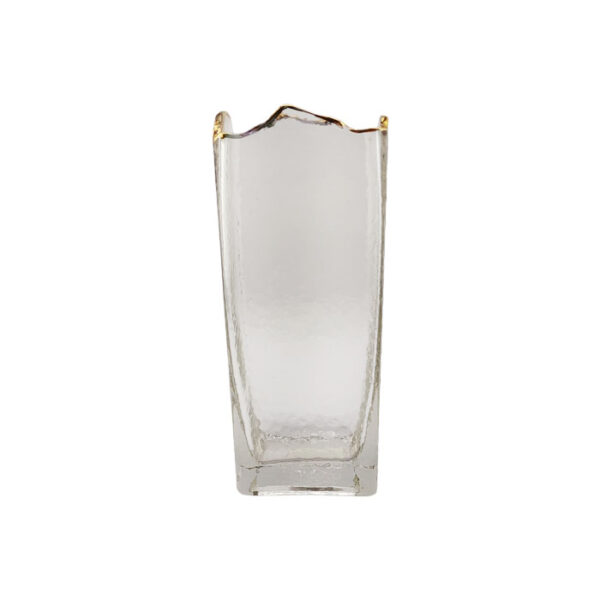 Glass Vase Square Grey & Gold 24 Cm