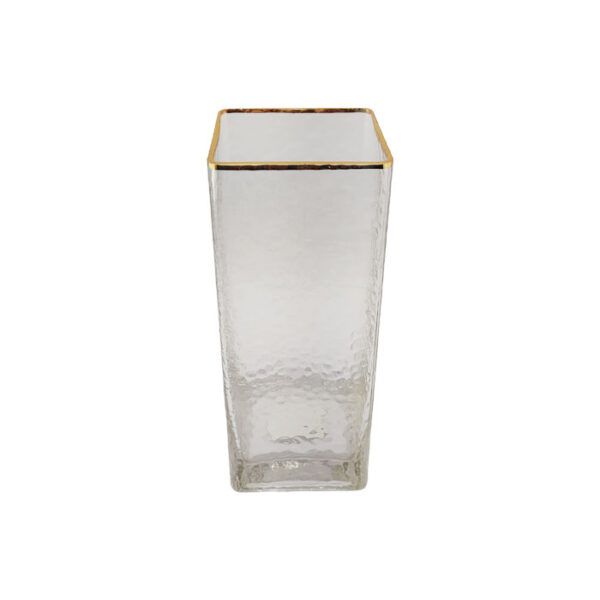 Glass Vase Vintage Clear With Mouth Gold 25 Cm