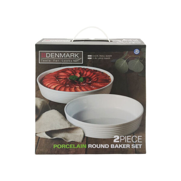 2 Pieces Round Baker Set Porcelain White
