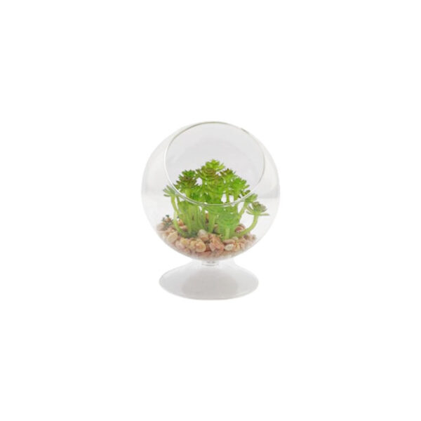 Glass Vase With Artificial Flower 14cmx7cm
