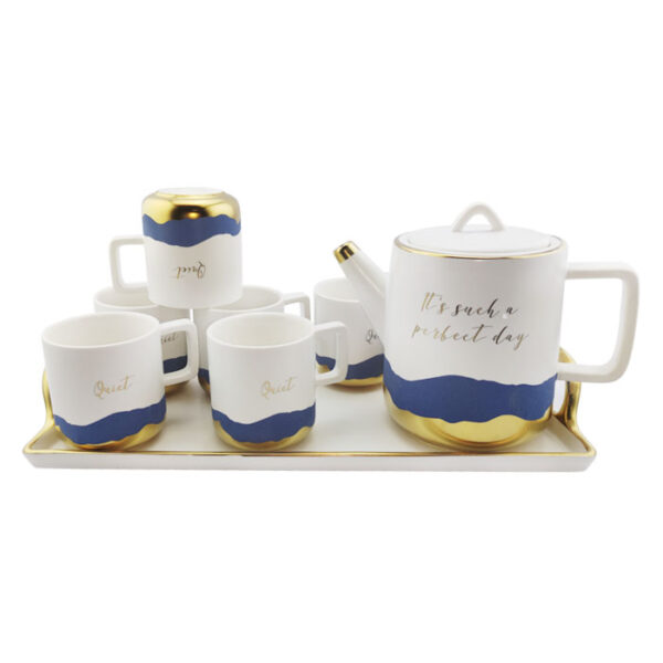 Ceramic Pot & 6 Cup With Tray