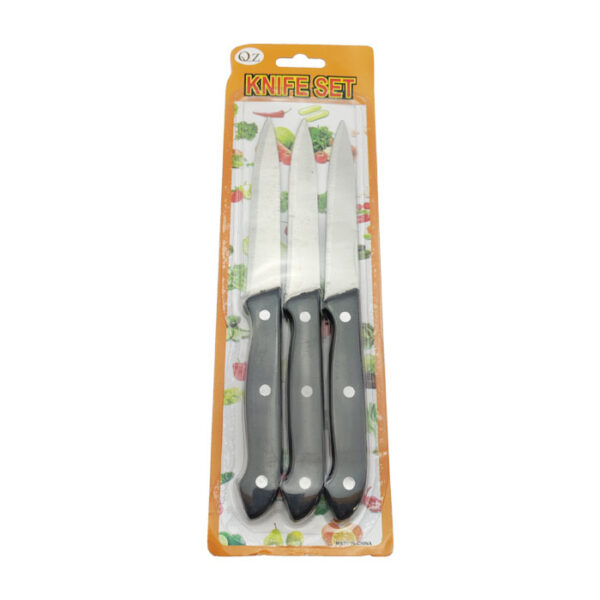 Fruit Knife Black Handle 3 Pieces
