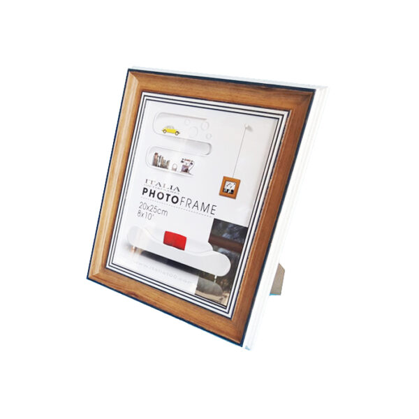 8x10'' Wood Photo Frame 2Tone Light Brown & Silver