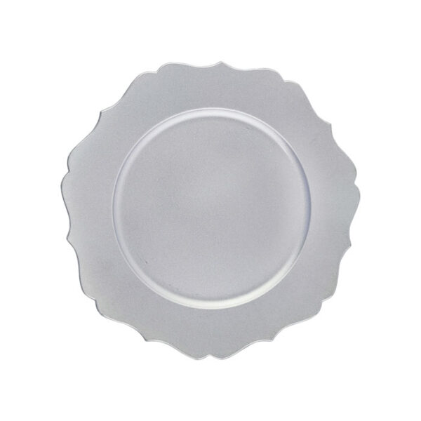 Lily Flower Standing Charger Plate Silver
