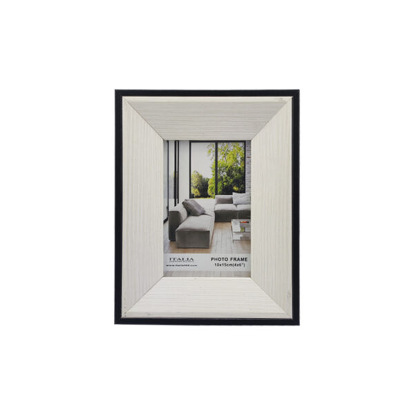 4x6" Wood Photo Frame Bevel Black & White 10x15 Cm