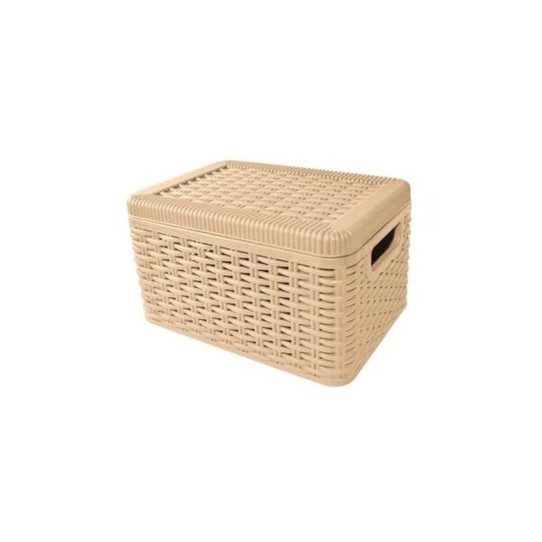 Casa Pica Rattan Basket Plastic With Lid Beige