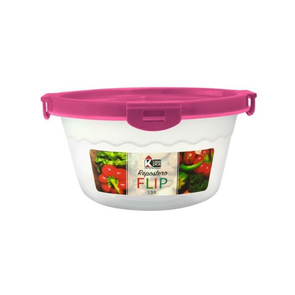 CasaPica Round Food Container With Fuschia Lid 0.3