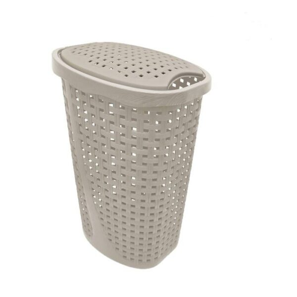 Casa Pica Rattan Oval Plastic Laundry Hamper Beige