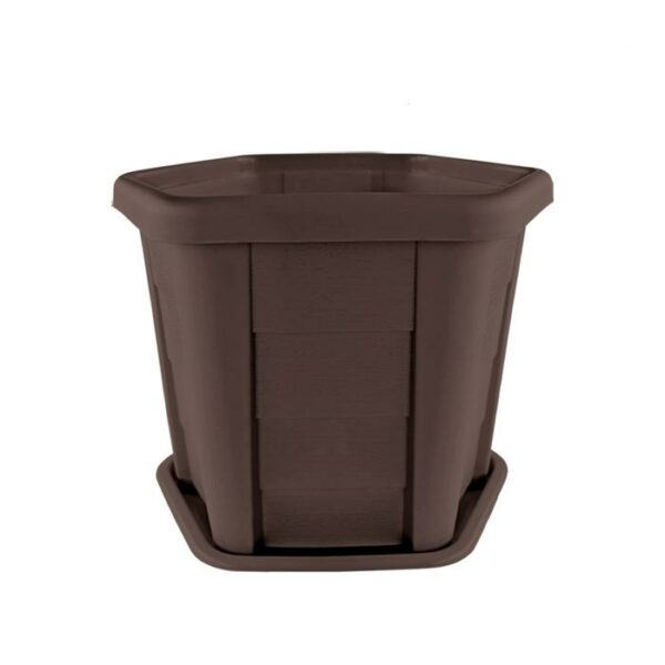 Pica Hexagone Gigant Planter With Saucer Dark Brow