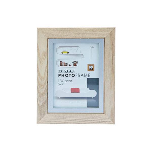 5x7'' Wood Photo Frame Light Bronw & Silver