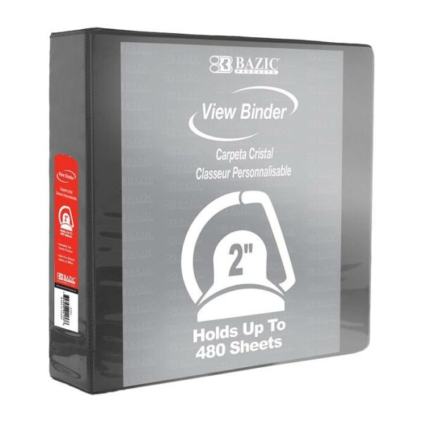 2" Black Slant-D Ring View Binder With 2 Pockets