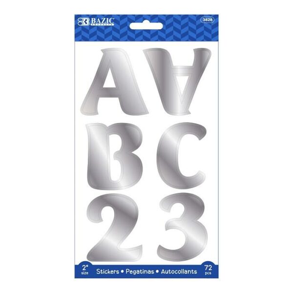 2" Metallic Color Alphabet & Numbers Stickers