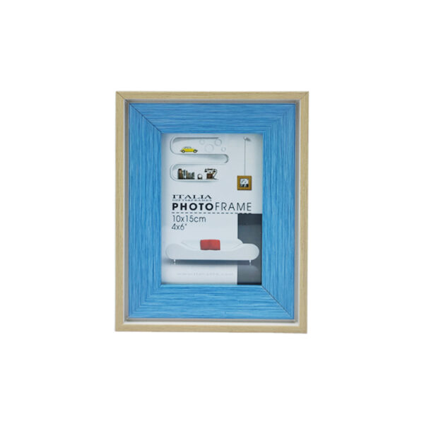 4x6" Wood Photo Frame Two Tone Blue & Light Brown