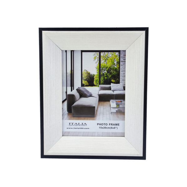 6x8" Mdf Wood Photo Frame Bevel Black & White