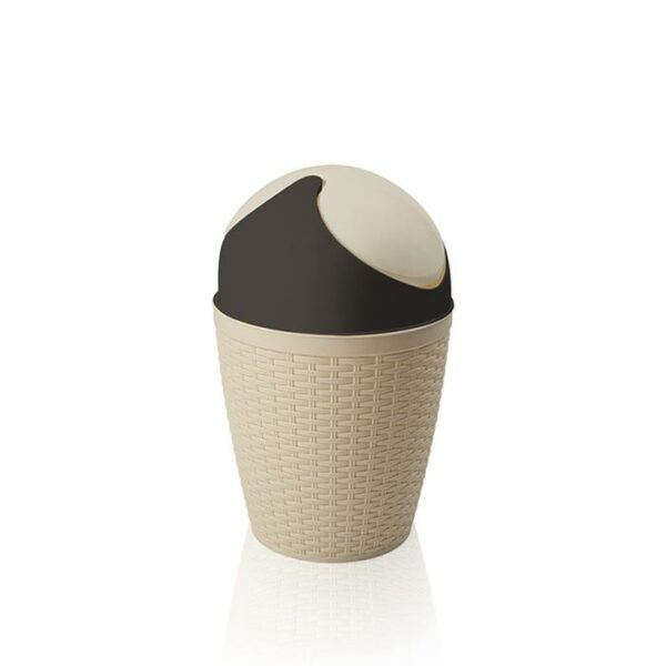 Casa Pica Rattan Waste Basket  With Lid Beige