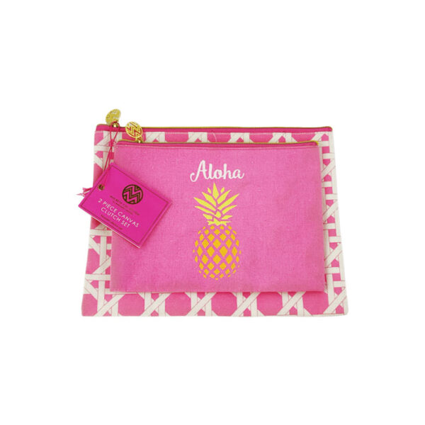 2 Pcs canvas clutch set "pineapple"