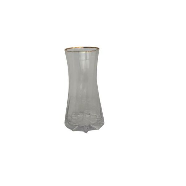 Glass Vase Striped Clear & Gold