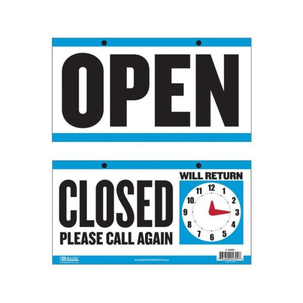6"x11.5" Closed Clock Sign With Open Sign On Back