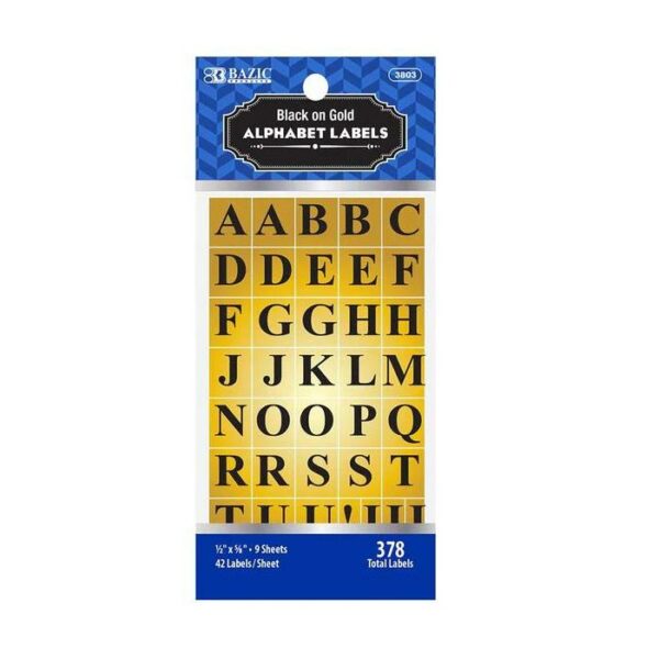 Gold Foil Alphabet Label 378 Pack