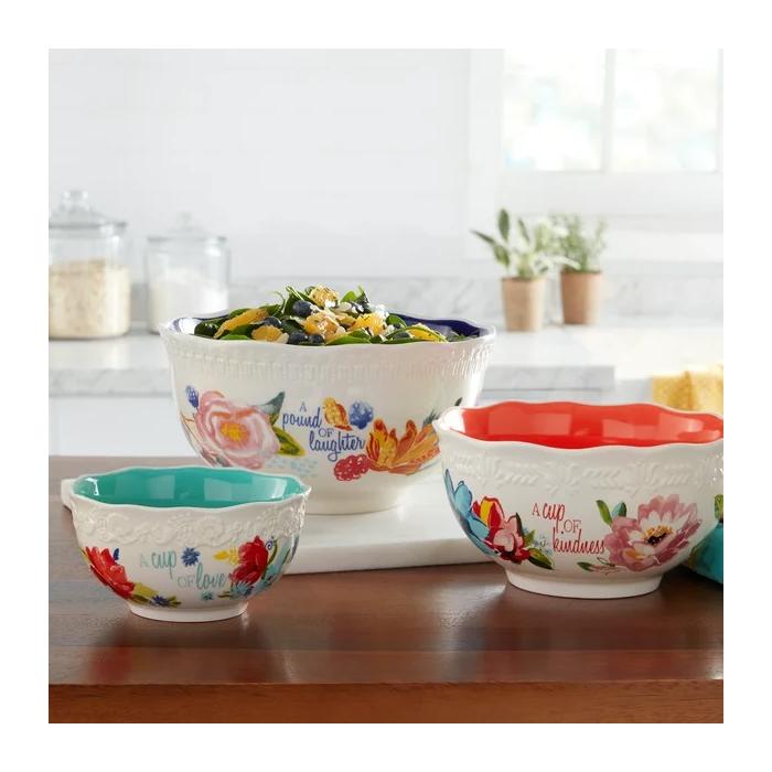 The Pioneer Woman Celia 3-Piece Sentiment Serving Bowl Set