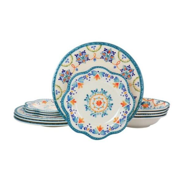 Tamara Decorated Melamine Dinnerware Set 12 Pieces