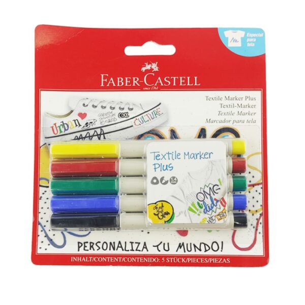Faber-Castell Textile Marker Plus 5 Color Assorted