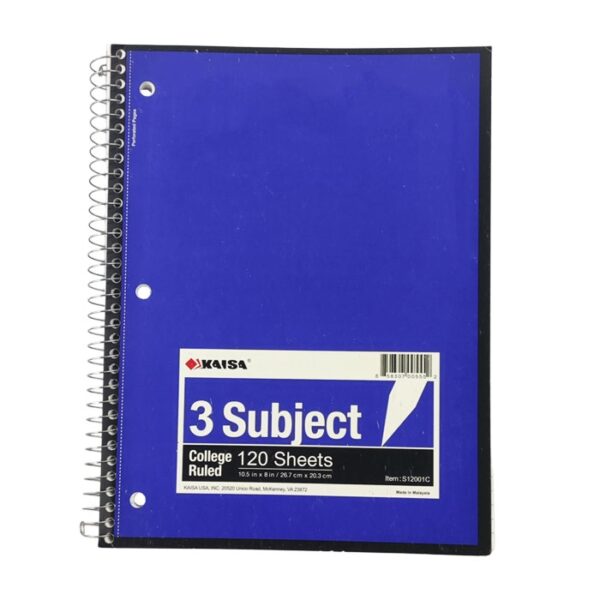 Kaisa 3 Sub 120 Count  Notebook Assorted 8x10.5