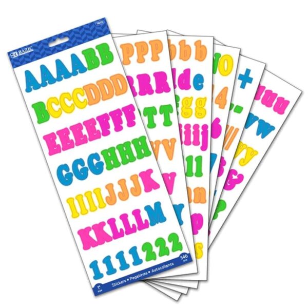 1" Multicolor Alphabet & Numbre Stickers