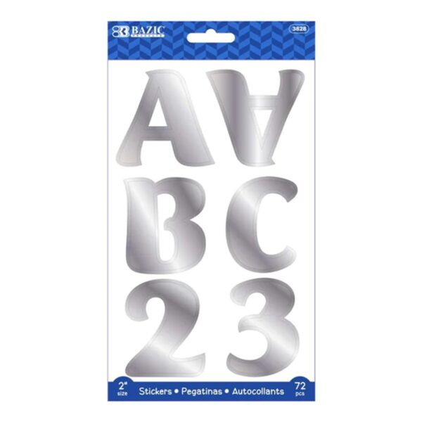2" Silver Metallic Color Alphabet & Number Sticker