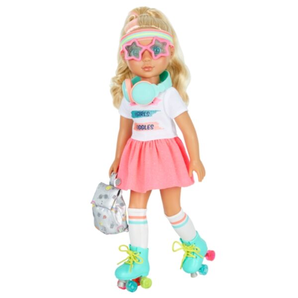 14" Doll With Roller Skates Blonde Hair Sunnie
