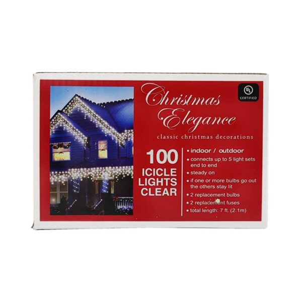 100 Light Icicle Indoor & Outdoor Clear/White