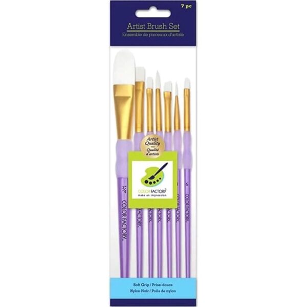 Artist Brush Set Plastic Handle Nylon Hair 7Pieces