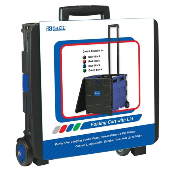16"x18"x15" Blue Folding Cart On Wheels With Lid