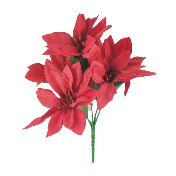 10" Poinsettia Bush 5-Head Soft-Touch Assorted