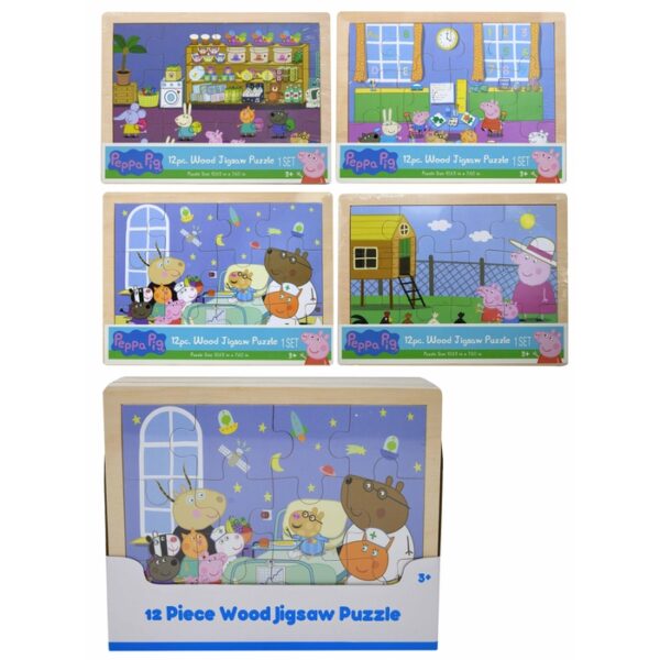 Peppa Pig 12 Pieces Wood Jigsaw Puzzle Assorted